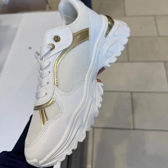 Cavalli Class White Sneakers with Gold Highlights - Picture 6 of 9